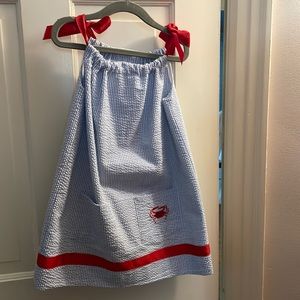 Seersucker Crab-embellished handkerchief dress, size 2T